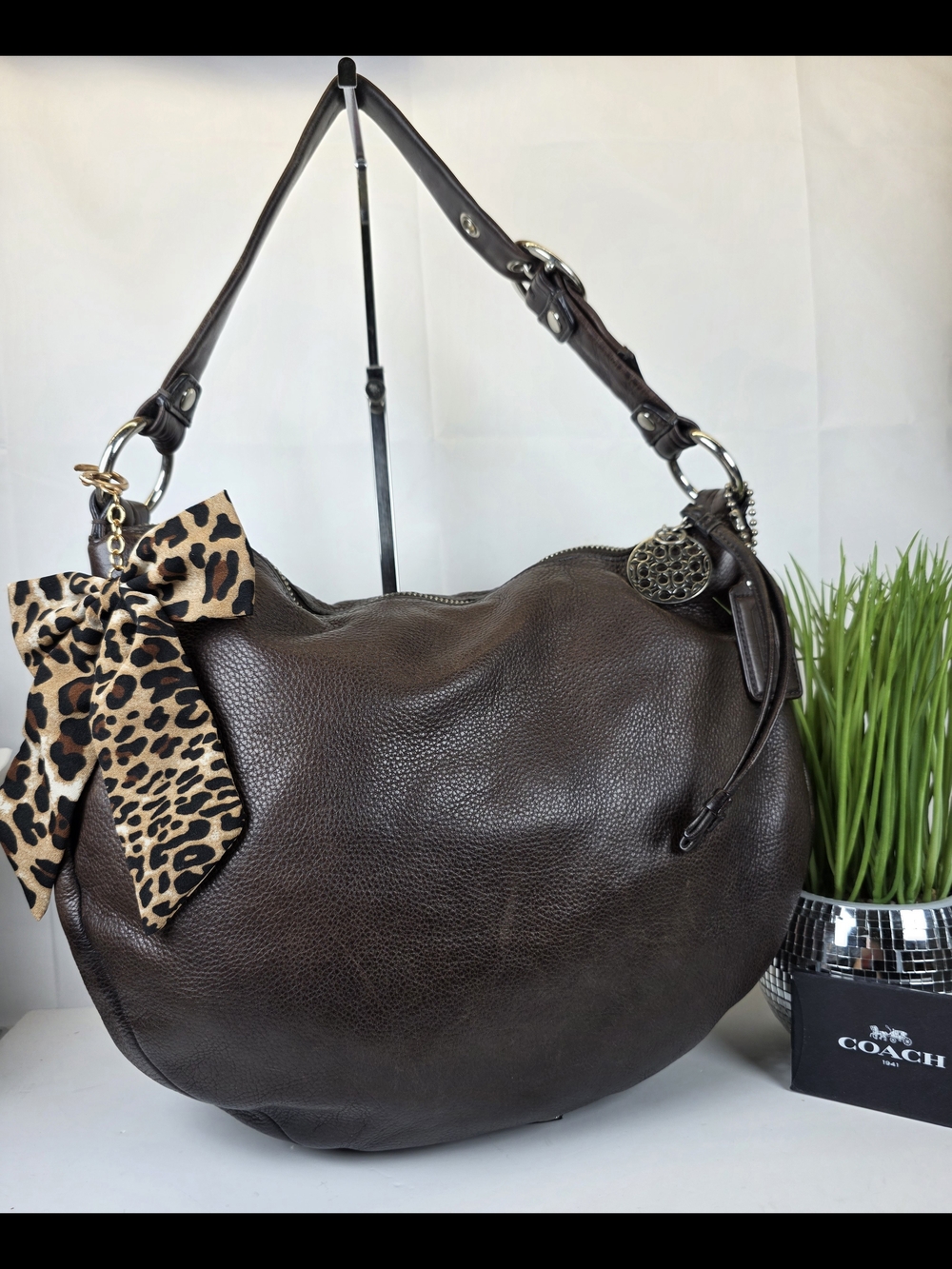 Coach Ali Dark Brown Leather Hobo Shoulder Bag